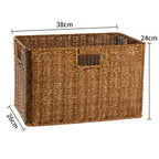 Handcrafted Rectangular Wicker Storage Bin with Cut-Out Handles