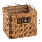 Handcrafted Rectangular Wicker Storage Bin with Cut-Out Handles