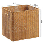 Handcrafted Rectangular Wicker Storage Bin with Cut-Out Handles