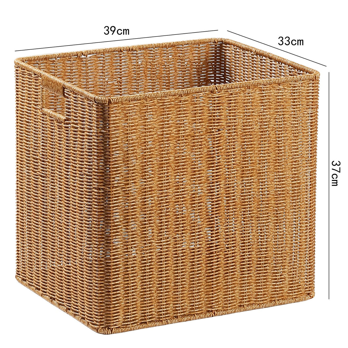 Handcrafted Rectangular Wicker Storage Bin with Cut-Out Handles
