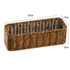 Handcrafted Rectangular Wicker Storage Bin with Cut-Out Handles