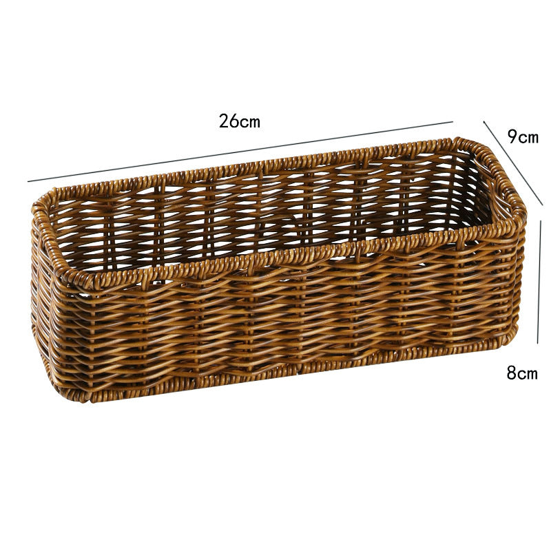 Handcrafted Rectangular Wicker Storage Bin with Cut-Out Handles