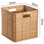 Handcrafted Rectangular Wicker Storage Bin with Cut-Out Handles