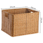 Handcrafted Rectangular Wicker Storage Bin with Cut-Out Handles