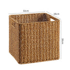 Handcrafted Rectangular Wicker Storage Bin with Cut-Out Handles
