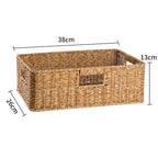 Handcrafted Rectangular Wicker Storage Bin with Cut-Out Handles
