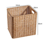 Handcrafted Rectangular Wicker Storage Bin with Cut-Out Handles