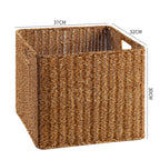 Handcrafted Rectangular Wicker Storage Bin with Cut-Out Handles
