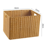 Handcrafted Rectangular Wicker Storage Bin with Cut-Out Handles