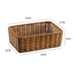 Handcrafted Rectangular Wicker Storage Bin with Cut-Out Handles