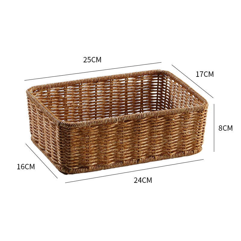 Handcrafted Rectangular Wicker Storage Bin with Cut-Out Handles