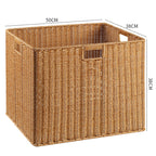 Handcrafted Rectangular Wicker Storage Bin with Cut-Out Handles