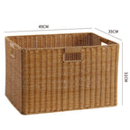Handcrafted Rectangular Wicker Storage Bin with Cut-Out Handles
