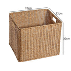 Handcrafted Rectangular Wicker Storage Bin with Cut-Out Handles