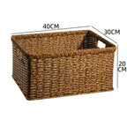 Handcrafted Rectangular Wicker Storage Bin with Cut-Out Handles