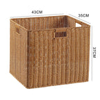 Handcrafted Rectangular Wicker Storage Bin with Cut-Out Handles