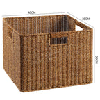 Handcrafted Rectangular Wicker Storage Bin with Cut-Out Handles