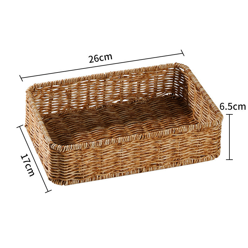 Handcrafted Rectangular Wicker Storage Bin with Cut-Out Handles