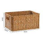 Handcrafted Rectangular Wicker Storage Bin with Cut-Out Handles
