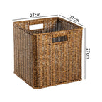 Handcrafted Rectangular Wicker Storage Bin with Cut-Out Handles