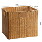 Handcrafted Rectangular Wicker Storage Bin with Cut-Out Handles