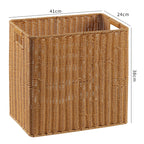 Handcrafted Rectangular Wicker Storage Bin with Cut-Out Handles