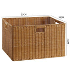 Handcrafted Rectangular Wicker Storage Bin with Cut-Out Handles