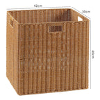 Handcrafted Rectangular Wicker Storage Bin with Cut-Out Handles