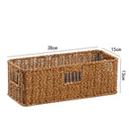 Handcrafted Rectangular Wicker Storage Bin with Cut-Out Handles