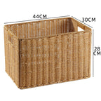 Handcrafted Rectangular Wicker Storage Bin with Cut-Out Handles