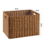Handcrafted Rectangular Wicker Storage Bin with Cut-Out Handles