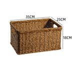 Handcrafted Rectangular Wicker Storage Bin with Cut-Out Handles
