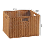 Handcrafted Rectangular Wicker Storage Bin with Cut-Out Handles