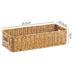 Handcrafted Rectangular Wicker Storage Bin with Cut-Out Handles