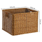 Handcrafted Rectangular Wicker Storage Bin with Cut-Out Handles