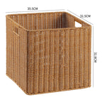 Handcrafted Rectangular Wicker Storage Bin with Cut-Out Handles