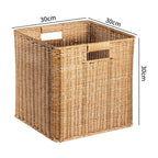 Handcrafted Rectangular Wicker Storage Bin with Cut-Out Handles