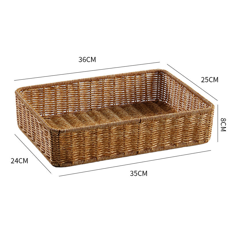 Handcrafted Rectangular Wicker Storage Bin with Cut-Out Handles