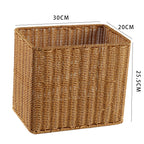 Handcrafted Rectangular Wicker Storage Bin with Cut-Out Handles