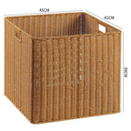 Handcrafted Rectangular Wicker Storage Bin with Cut-Out Handles