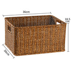 Handcrafted Rectangular Wicker Storage Bin with Cut-Out Handles