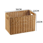 Handcrafted Rectangular Wicker Storage Bin with Cut-Out Handles