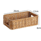 Handcrafted Rectangular Wicker Storage Bin with Cut-Out Handles