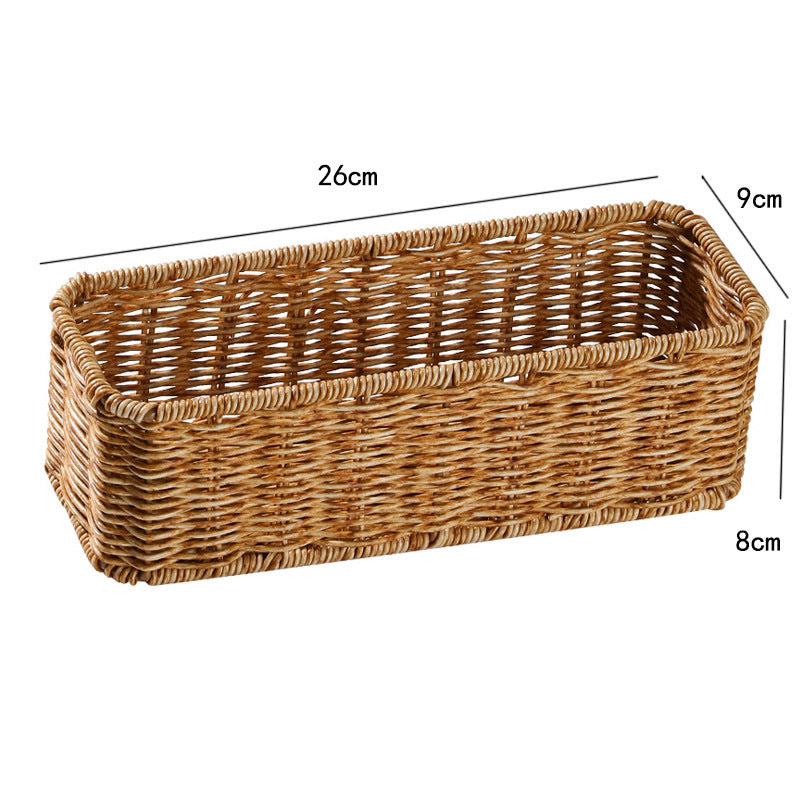 Handcrafted Rectangular Wicker Storage Bin with Cut-Out Handles