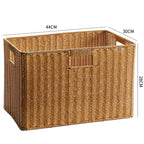 Handcrafted Rectangular Wicker Storage Bin with Cut-Out Handles