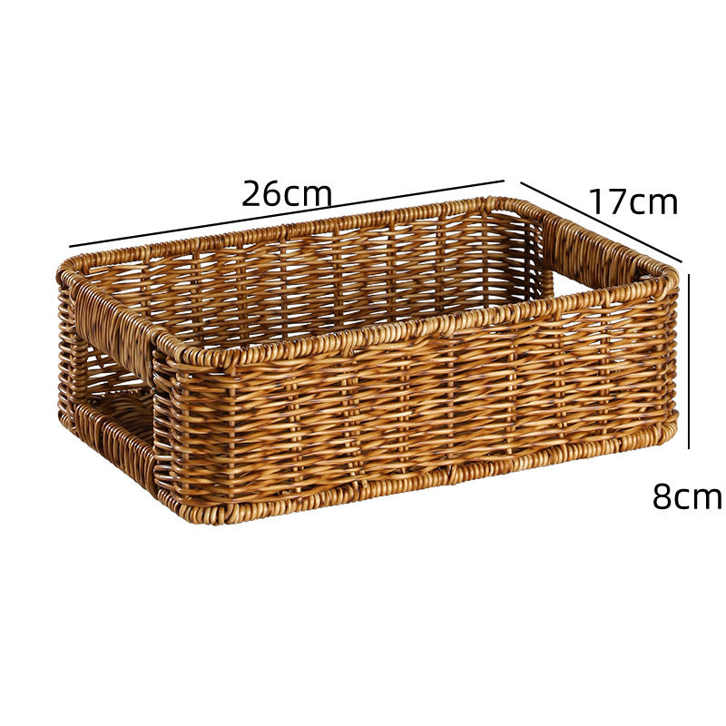 Handcrafted Rectangular Wicker Storage Bin with Cut-Out Handles