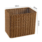 Handcrafted Rectangular Wicker Storage Bin with Cut-Out Handles