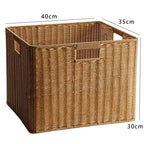 Handcrafted Rectangular Wicker Storage Bin with Cut-Out Handles