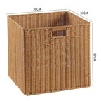 Handcrafted Rectangular Wicker Storage Bin with Cut-Out Handles