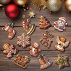 Handcrafted Wooden Christmas Ornaments, Set of 12